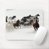 Tapis De Souris Chevaux dans la neige (Avec souris)