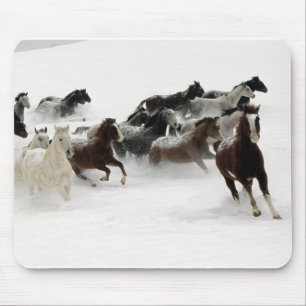 Tapis De Souris Chevaux dans la neige