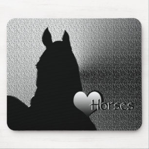 Tapis De Souris Chevaux de Coeur I Coeur d'Argent (argent métalliq