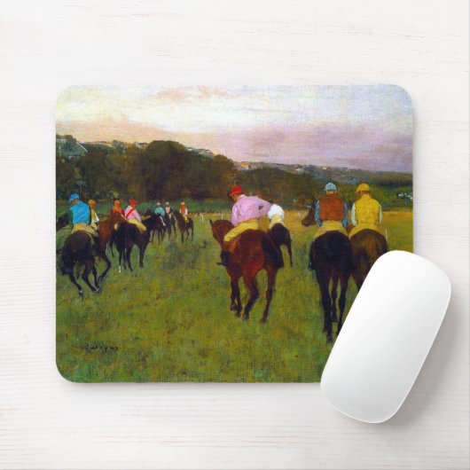 Tapis De Souris Chevaux de course Edgar Degas à Longchamp (Avec souris)