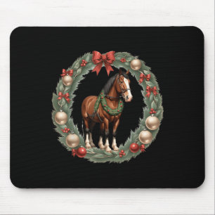 Tapis De Souris Chevaux de Noël de Clydesdale & Une couronne d