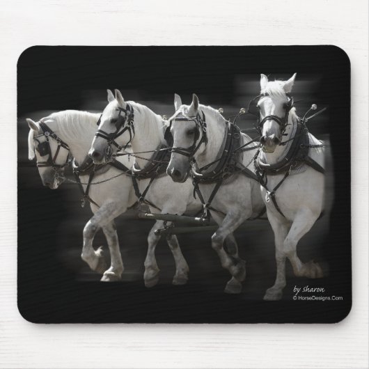 Tapis De Souris Chevaux de trait gris de Percheron - quatre côte à (Devant)