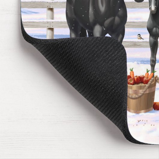 Tapis De Souris Chevaux Du Quartier Noir En Neige (Coin)