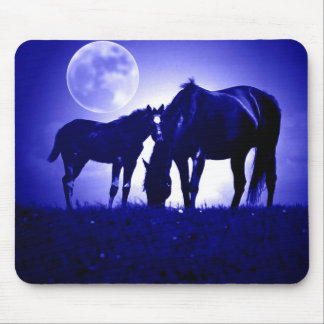 Tapis De Souris Chevaux en Nuit Bleue
