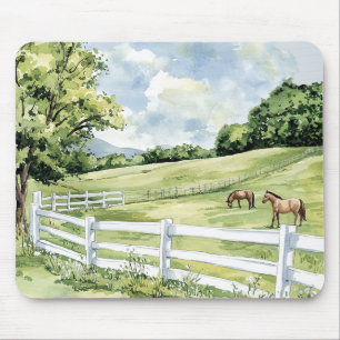 Tapis De Souris Chevaux Ranch Green Pastures