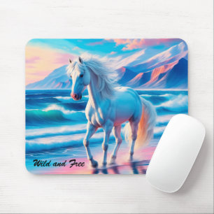 Tapis De Souris Chevaux sauvages colorés mustang paysage côtier