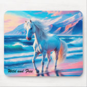 Tapis De Souris Chevaux sauvages colorés mustang paysage côtier (Devant)