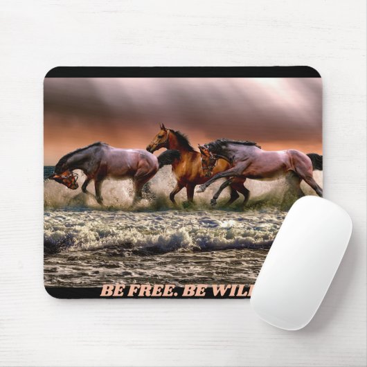 Tapis De Souris Chevaux sauvages - être libre, être sauvage (Avec souris)