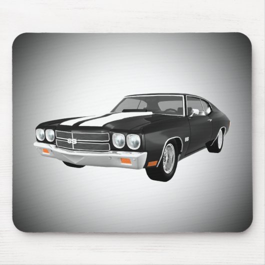 Tapis De Souris Chevelle 1970 solides solubles : Finition noire : (Devant)