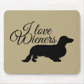 Tapis De Souris Cheveux longs Dachshund - Silhouette 1 (Devant)