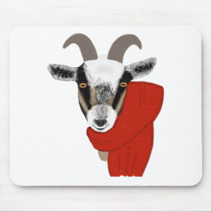 Tapis De Souris Chèvre mignonne utilisant une écharpe
