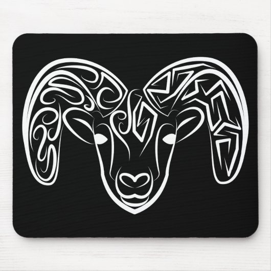 Tapis De Souris Chèvre tribale noire et blanche / Mouton (Devant)