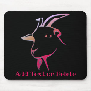 Tapis De Souris Chèvre violette et rose personnalisée sur le noir