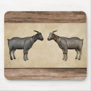 Tapis De Souris Chèvres rustiques et grains de bois