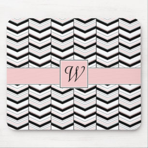 Tapis De Souris Chevron blanc et blanc noir Mousepad