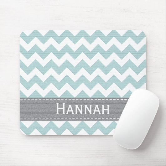Tapis De Souris Chevron bleu et gris Mousepad rayé (Avec souris)