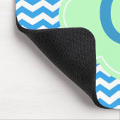 Tapis De Souris Chevron bleu, forme vert clair, monogramme (Coin)