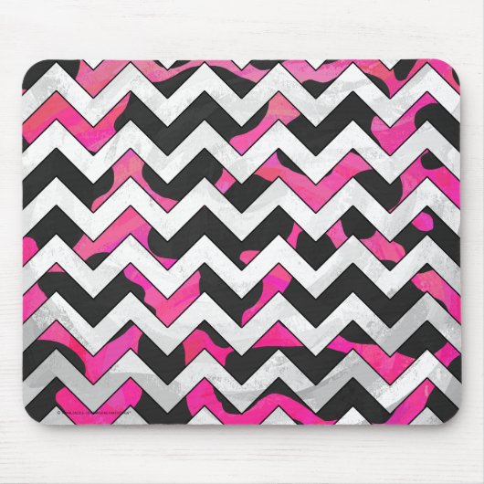 Tapis De Souris Chevron Cow Hot rose et noir (Devant)
