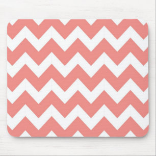 Tapis De Souris Chevron de corail et blanc