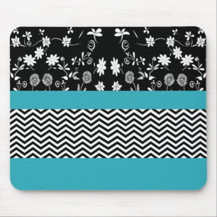 Tapis De Souris chevron floral bleu