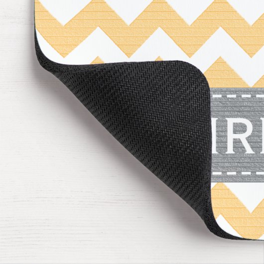 Tapis De Souris Chevron jaune et gris Mousepad rayé (Coin)