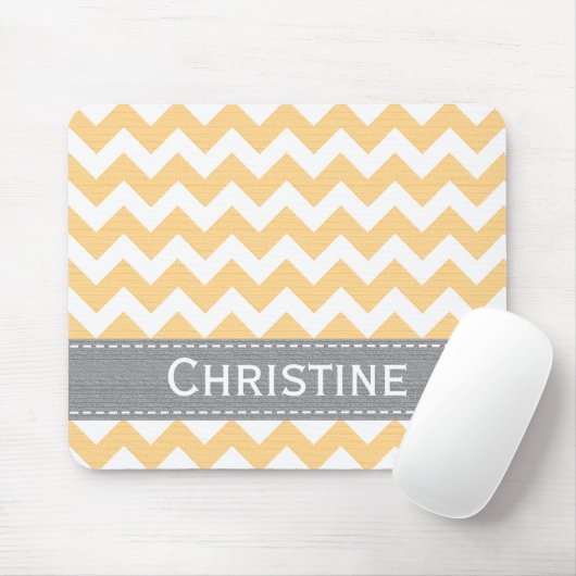 Tapis De Souris Chevron jaune et gris Mousepad rayé (Avec souris)