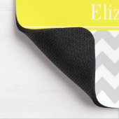 Tapis De Souris Chevron Lt Gris Blanc Monogramme Nom Jaune (Coin)