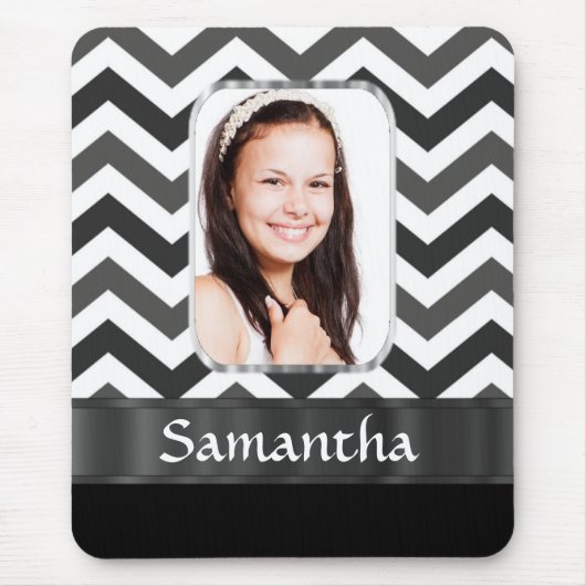 Tapis De Souris chevron noir et blanc (Devant)