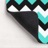 Tapis De Souris Chevron noir et blanc turquoise (Coin)