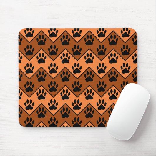 Tapis De Souris Chevron Orange Brown Avec Motif Paw Chien (Avec souris)
