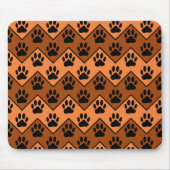 Tapis De Souris Chevron Orange Brown Avec Motif Paw Chien (Devant)