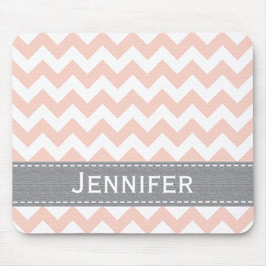 Tapis De Souris Chevron rose et gris Mousepad rayé (Devant)