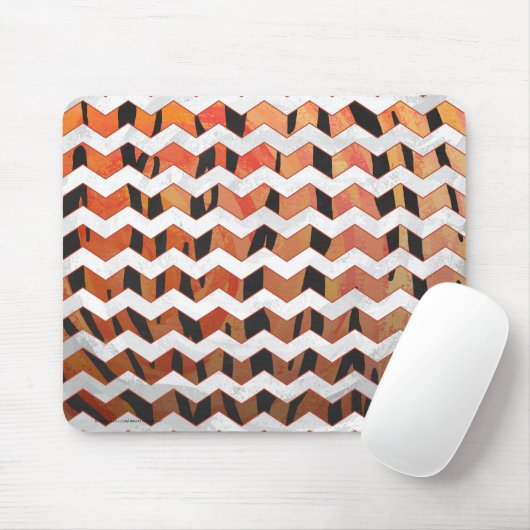 Tapis De Souris Chevron Tiger chaud orange et noir (Avec souris)