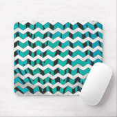 Tapis De Souris Chevron Tiger noir et Turquoise (Avec souris)