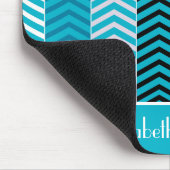Tapis De Souris Chevron Turquoise Moderne Grilles Avec Nom (Coin)