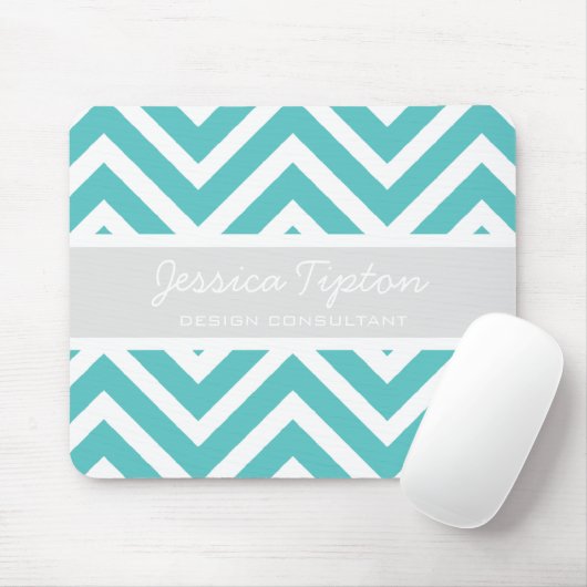 Tapis De Souris Chevron turquoise Mousepad | TBM (Avec souris)