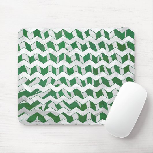 Tapis De Souris Chevron Zebra Green et White Print (Avec souris)