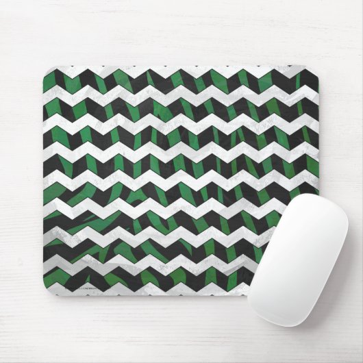 Tapis De Souris Chevron Zebra noir et vert (Avec souris)