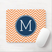 Tapis De Souris Chevrons de marine et d'orange avec Monogramme per (Avec souris)