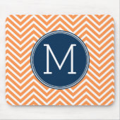 Tapis De Souris Chevrons de marine et d'orange avec Monogramme per (Devant)