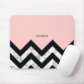 Tapis De Souris Chevrons noirs blancs et roses (Avec souris)