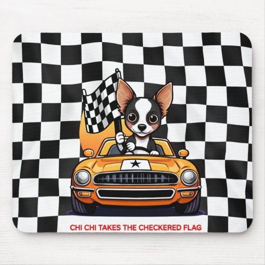 Tapis De Souris Chi Chi Prend Le Drapeau à Damier (Devant)