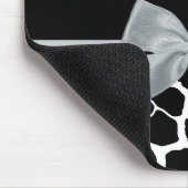 Tapis De Souris Chic Black and White Giraffe Print Silver Gray Bow (Coin)
