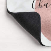 Tapis De Souris Chic Blanc & Gris Marbre Rose Or Monogramme Nom (Coin)