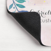 Tapis De Souris Chic Blush Aquarelle Florale Monogramme Texte pers (Coin)