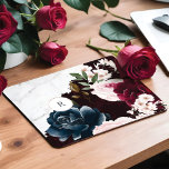 Tapis De Souris Chic Bourgogne & marbre Aquarelle Monogramme Flora<br><div class="desc">Design de tapis de souris gras et élégant avec nos élégantes fleurs d'aquarelle peintes. Une Belle florale bordeaux, riche bleu marine, et des fleurs roses rousses aux accents de feuilles de sauge vert et verdoyants. Design floral audacieux et élégant avec incorporation de faux marbre blanc. Customisez avec votre monogramme. Floraux...</div>