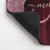 Tapis De Souris Chic Bourgogne Or Agate Script Personnalisé Monogr (Coin)