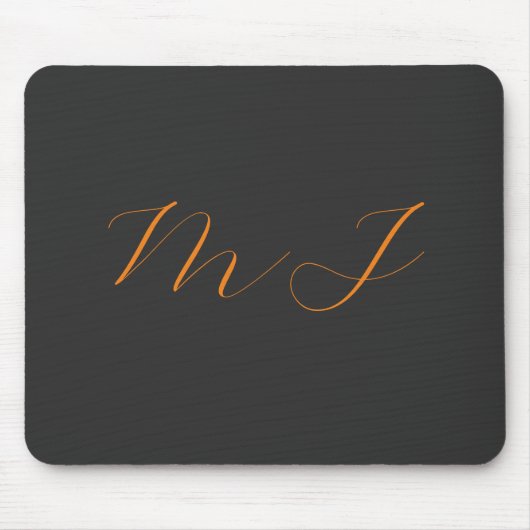 Tapis De Souris Chic calligraphie gris orange monogramme nom initi (Devant)