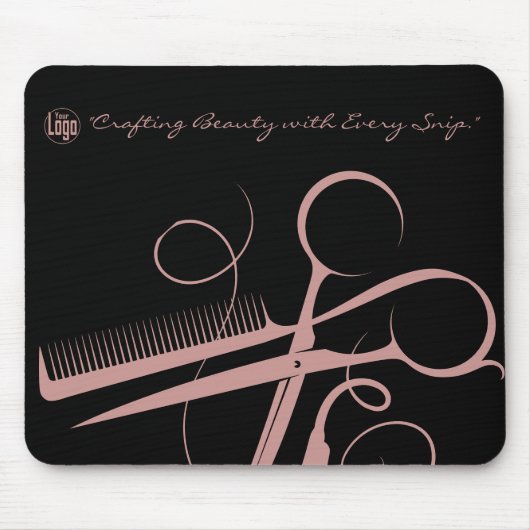 Tapis De Souris Chic Coiffeur rose Outils Logo Moto (Devant)