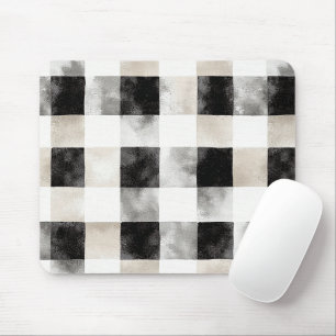 Tapis De Souris Chic Crème Noir Plaid Stripes